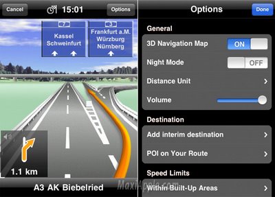 Navigon iPhone Interface