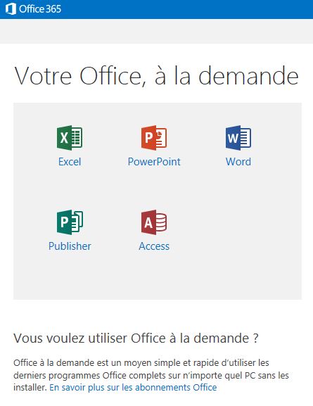 Microsoft Office 365 à la demande